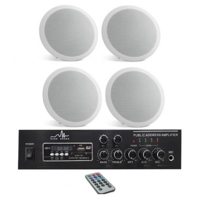 Tavan Hoparlör ve Amfi Ses Sistemi Paketi Trafolu 4'lü ICM-402