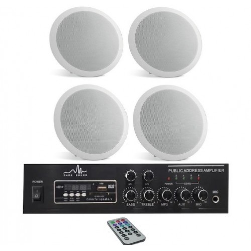 Tavan Hoparlör ve Amfi Ses Sistemi Paketi Trafolu 4'lü ICM-402