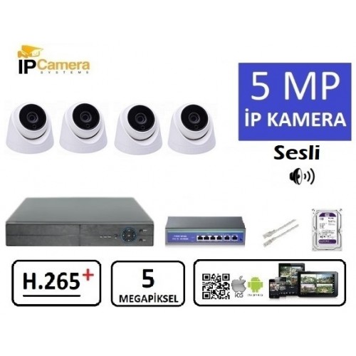 4 Kameralı 5MP ULTRAHD IP Kamera Seti ST-630