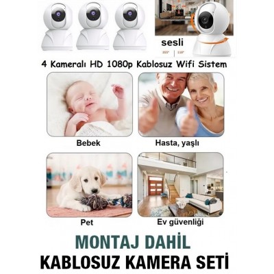 ST-80 4 Kameralı Kablosuz Wifi Kamera Güvenlik Sistemi MONTAJ DAHİL