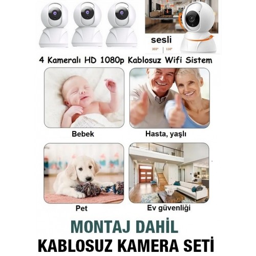 ST-80 4 Kameralı Kablosuz Wifi Kamera Güvenlik Sistemi MONTAJ DAHİL