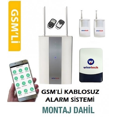 WİSETECH 2 PIR KABLOSUZ HIRSIZ ALARM SİSTEMİ GSM'Lİ MONTAJ DAHİL