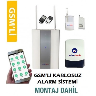 WİSETECH KABLOSUZ HIRSIZ ALARM SİSTEMİ GSM'Lİ MONTAJ DAHİL