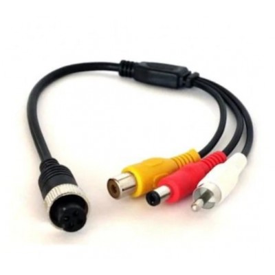 4PIN-RCA 4 Pin Dişi - RCA Görüntü Dişi + RCA Ses Erkek + DC Erkek Çevirici Kablo